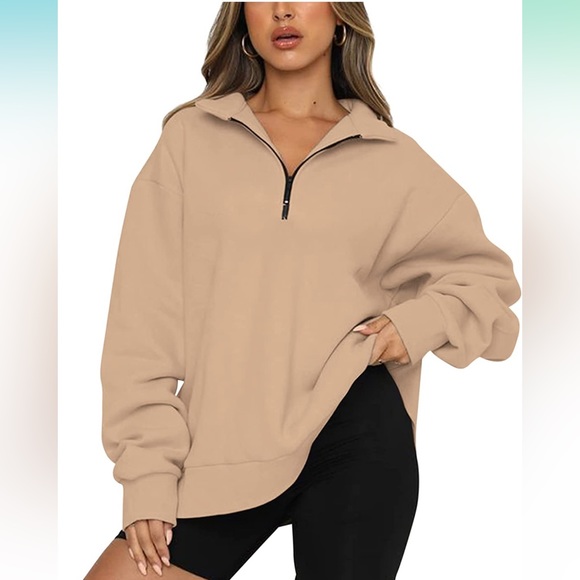 Tops - NWOT Nude Oversized Half Zip Sweatshirt